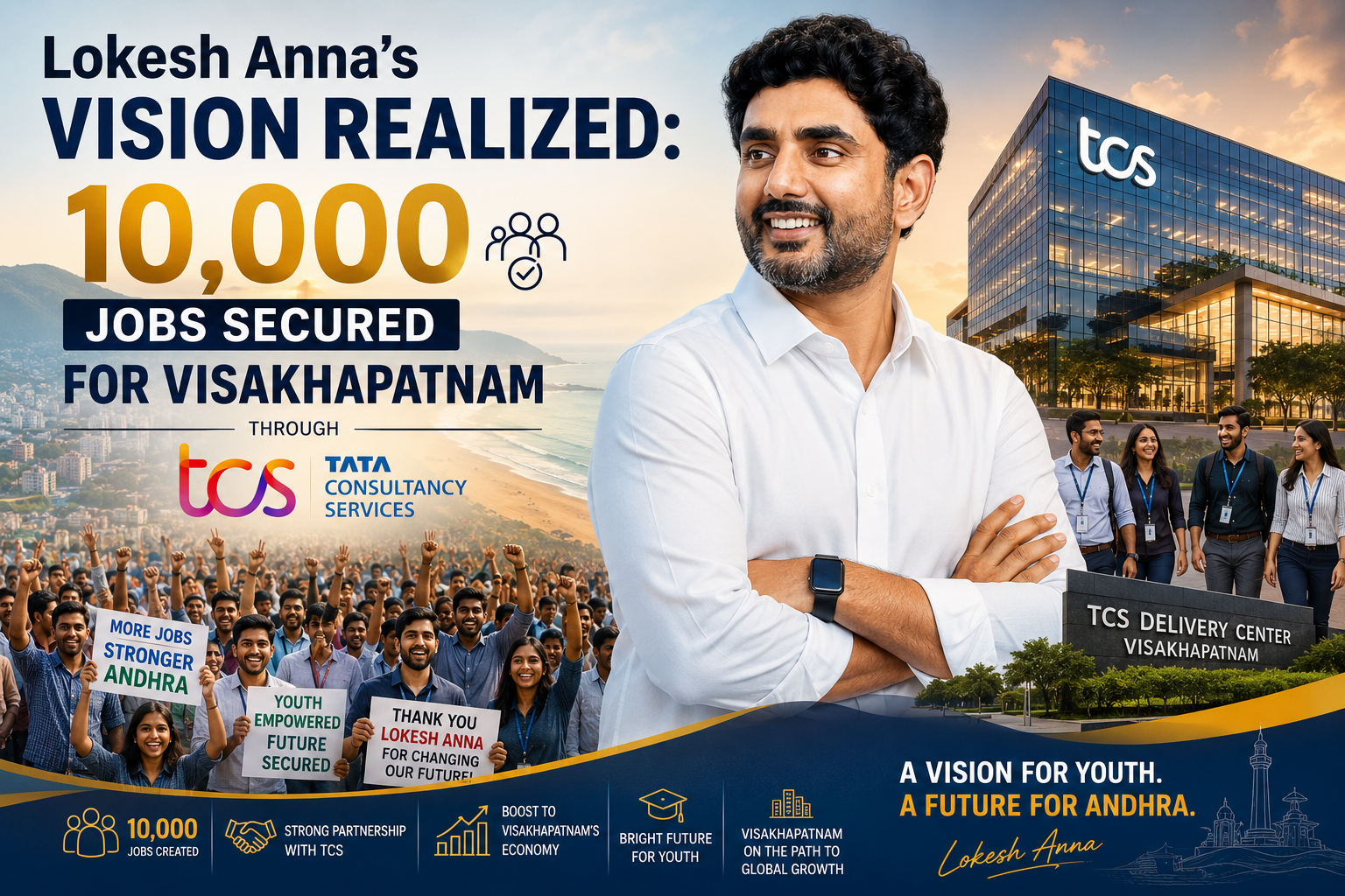 Lokesh Anna’s Vision Realized: 10,000 Jobs Secured for Visakhapatnam Through TCS